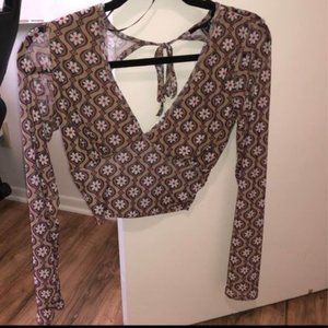 New forever 21 brown floral crop top